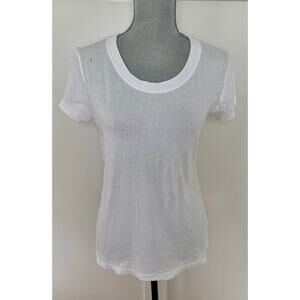 L'Agence T-Shirt Tee Top in White Large Pullover Knit Classic Summer Vacation